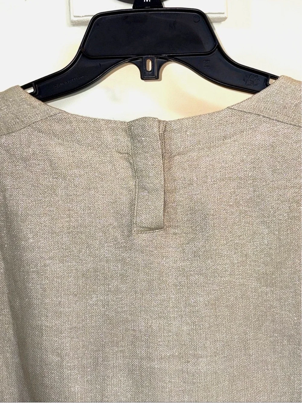 Eileen Fisher M Metallic Shimmer Tunic Dress Champagne Wheat Pockets